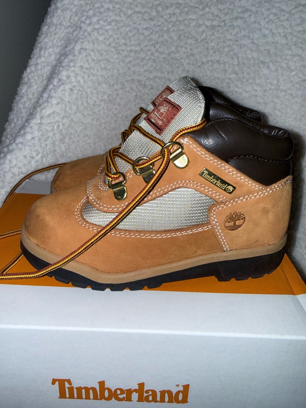 Timberland Kids' Wheat/Tan Brown Lace-Up Hiking Boots, Size 11C